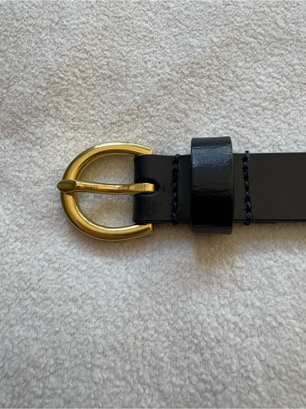 Ann Taylor navy blue leather skinny belt